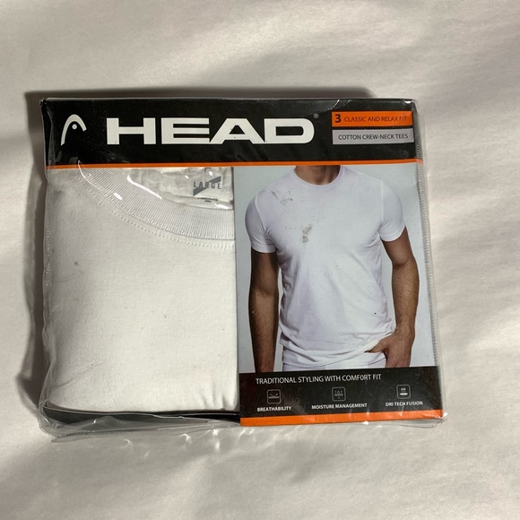 NWT Size LARGE 3 pack HEAD crew neck white tees - Picture 1 of 5